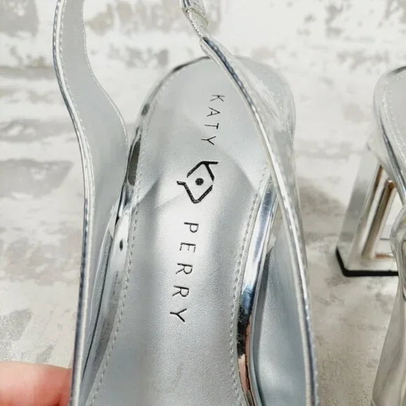 New Katy Perry Women's The Hollow Heel Sling Back Silver Pumps A207 - Picture 10 of 12